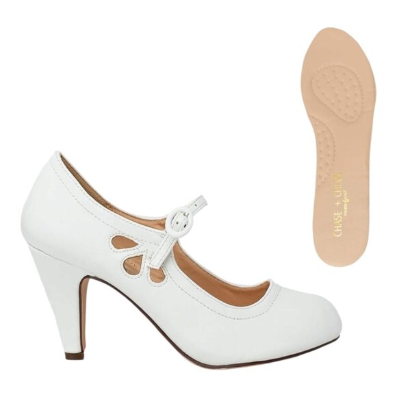 New Chase & Chloe Kimmy-21 Mary Jane Heels - Color: White PU - Size: 6 (22.5 cm) - Picture 7 of 9